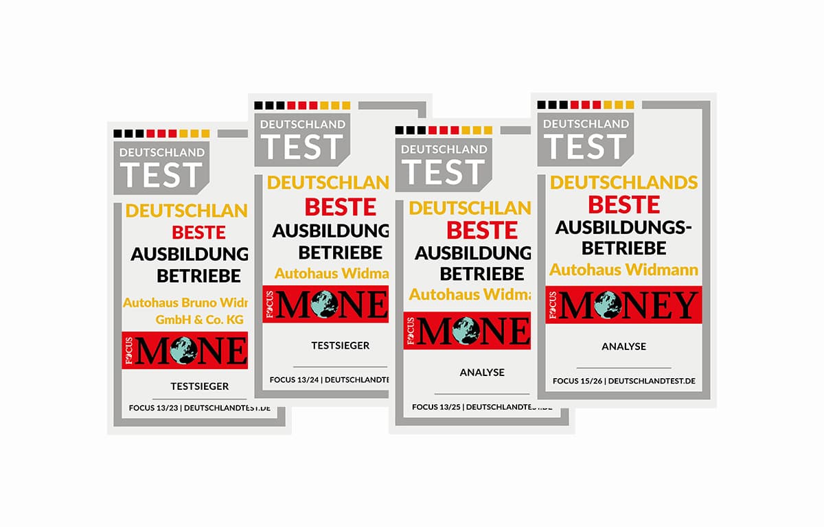 Vier Auszeichnungen als einer der besten Ausbildungsbetriebe Deutschlands für das Autohaus Widmann.