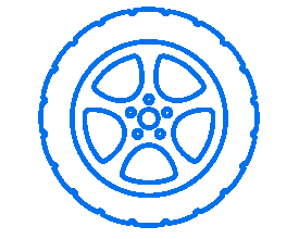 Ein stilisiertes Icon eines Rads von der Seite.